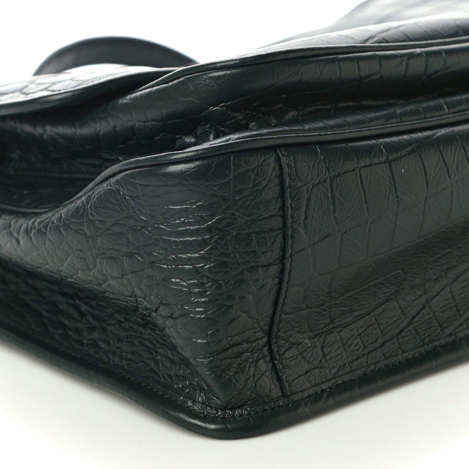 Saint Laurent Crocodile Embossed Calfskin Monogram Medium Niki Chain Satchel Algea 8 of 9