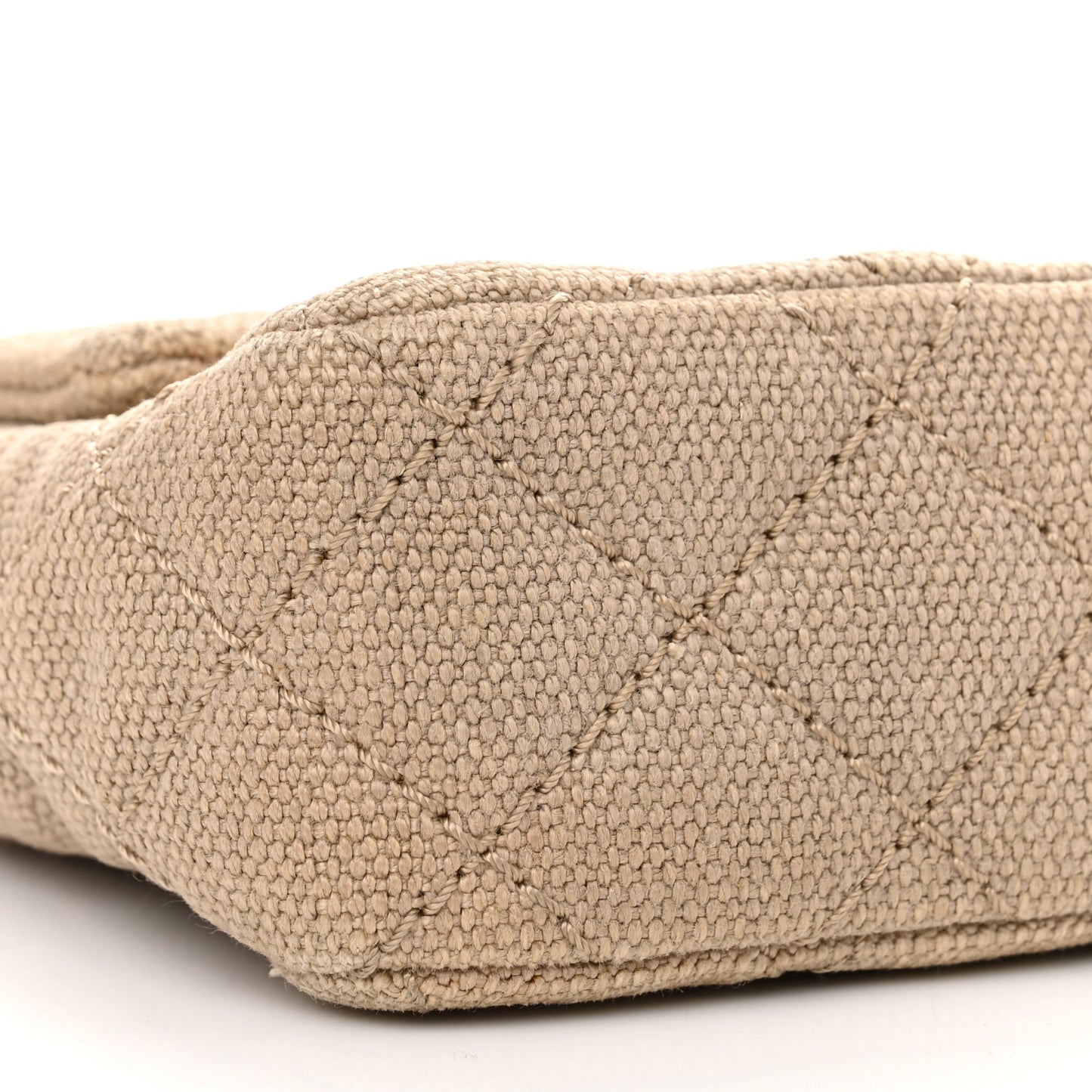 Canvas Quilted Mini Rectangular Flap Beige