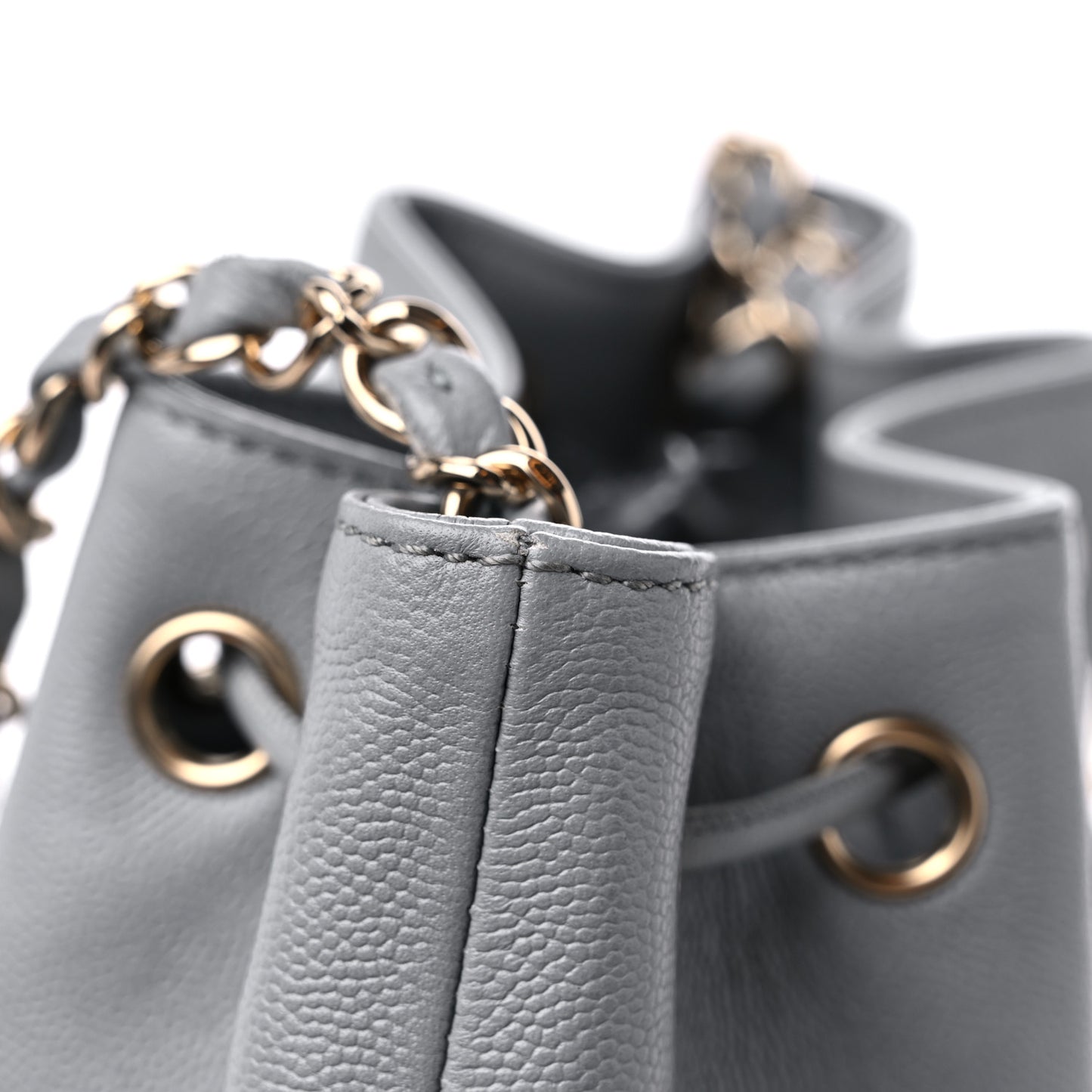 Caviar Deauville Drawstring Bucket Bag Grey