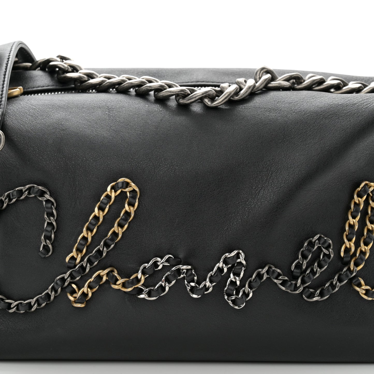 Calfskin Chain 20s Signature Hobo Black