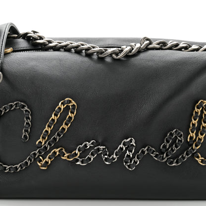 Chanel Calfskin Chain 20s Signature Hobo Black 8 of 11