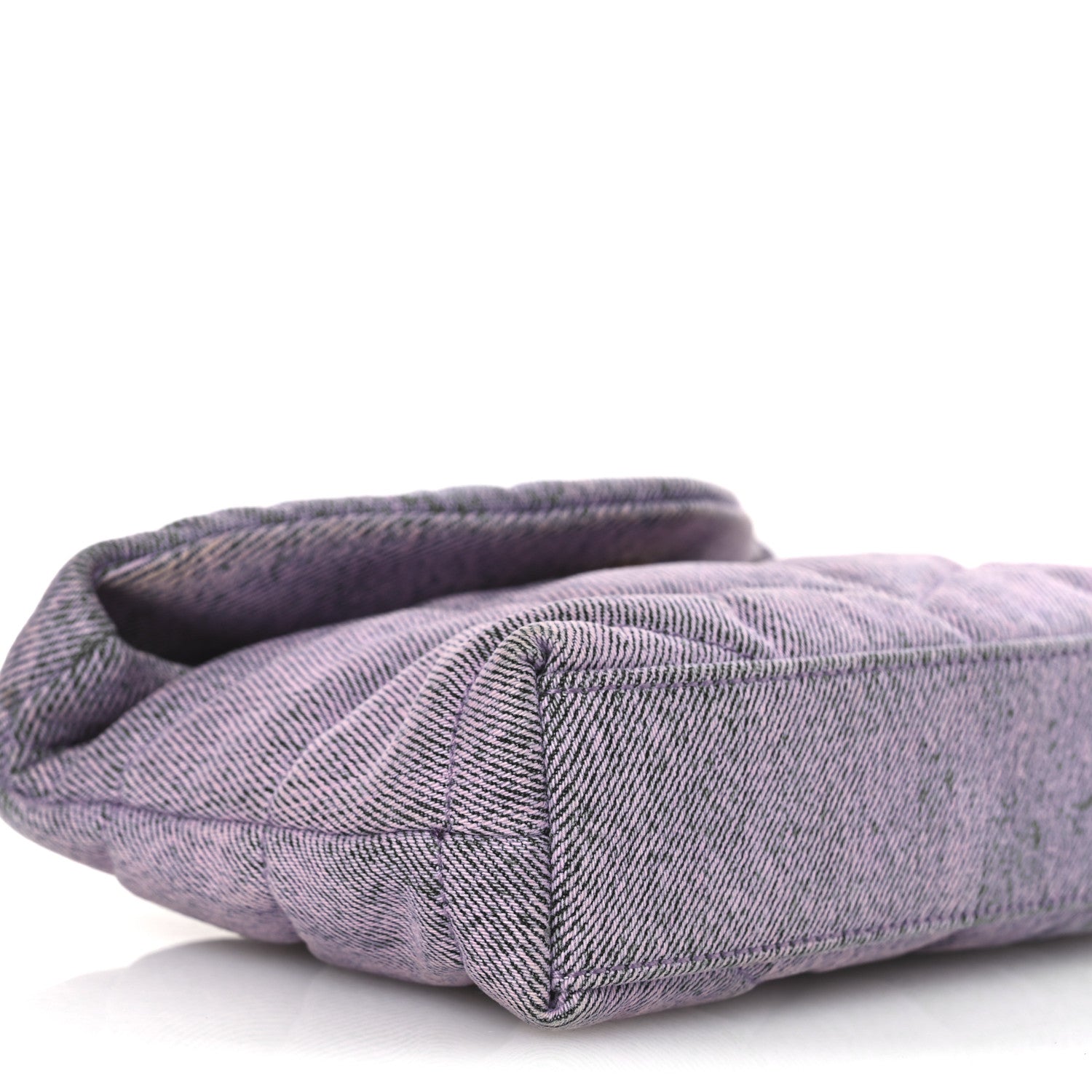 Saint Laurent Denim Quilted Loulou Puffer Monogram Pouch Clutch Bleached Lilac 10 of 11