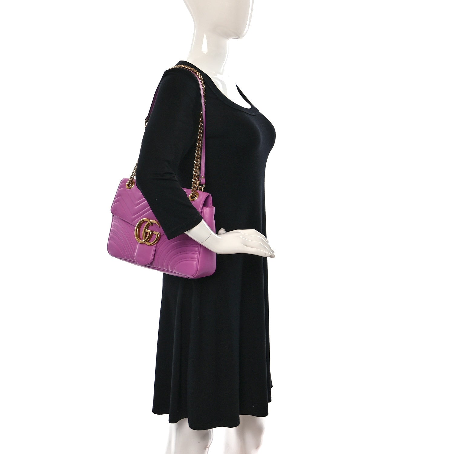 Gucci Calfskin Matelasse Medium GG Marmont Shoulder Bag Candy Mousse 2 of 16