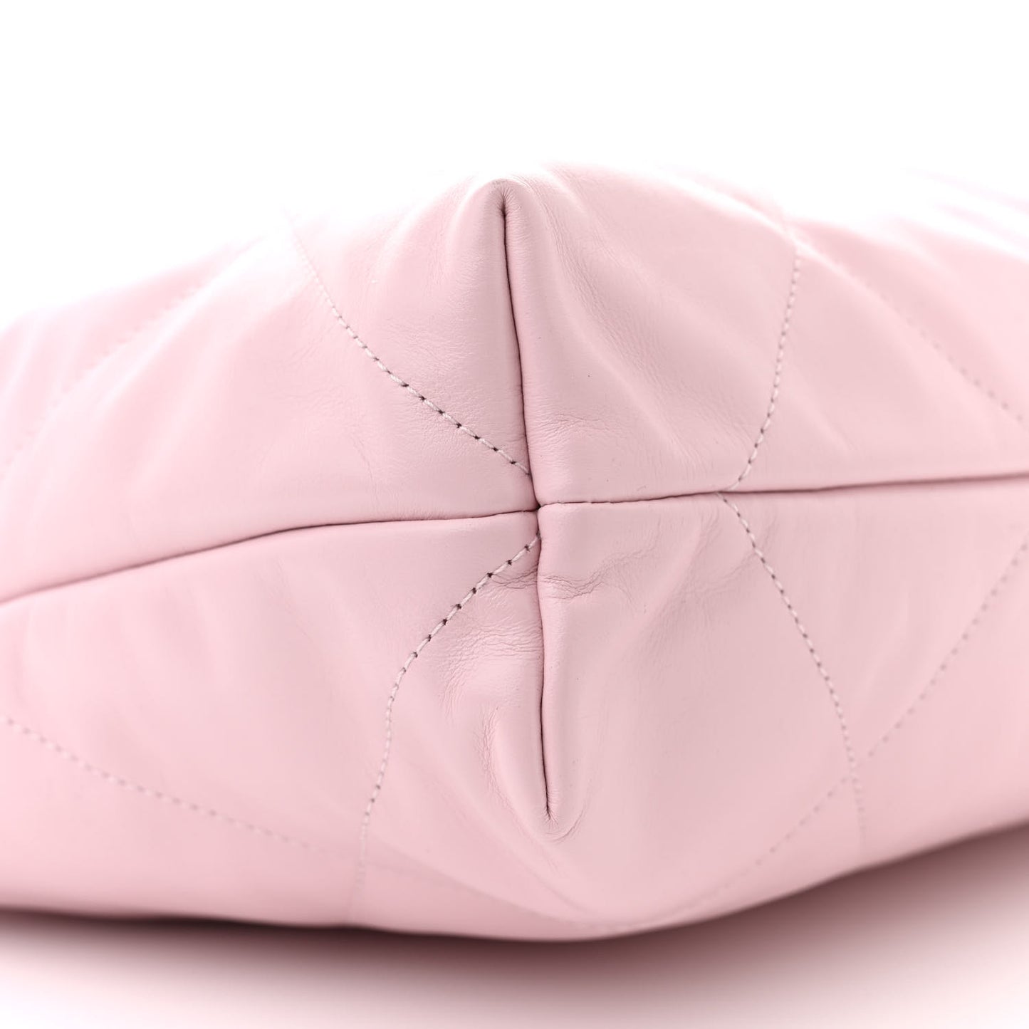 Shiny Calfskin Quilted 22 Drawstring Bag Light Pink