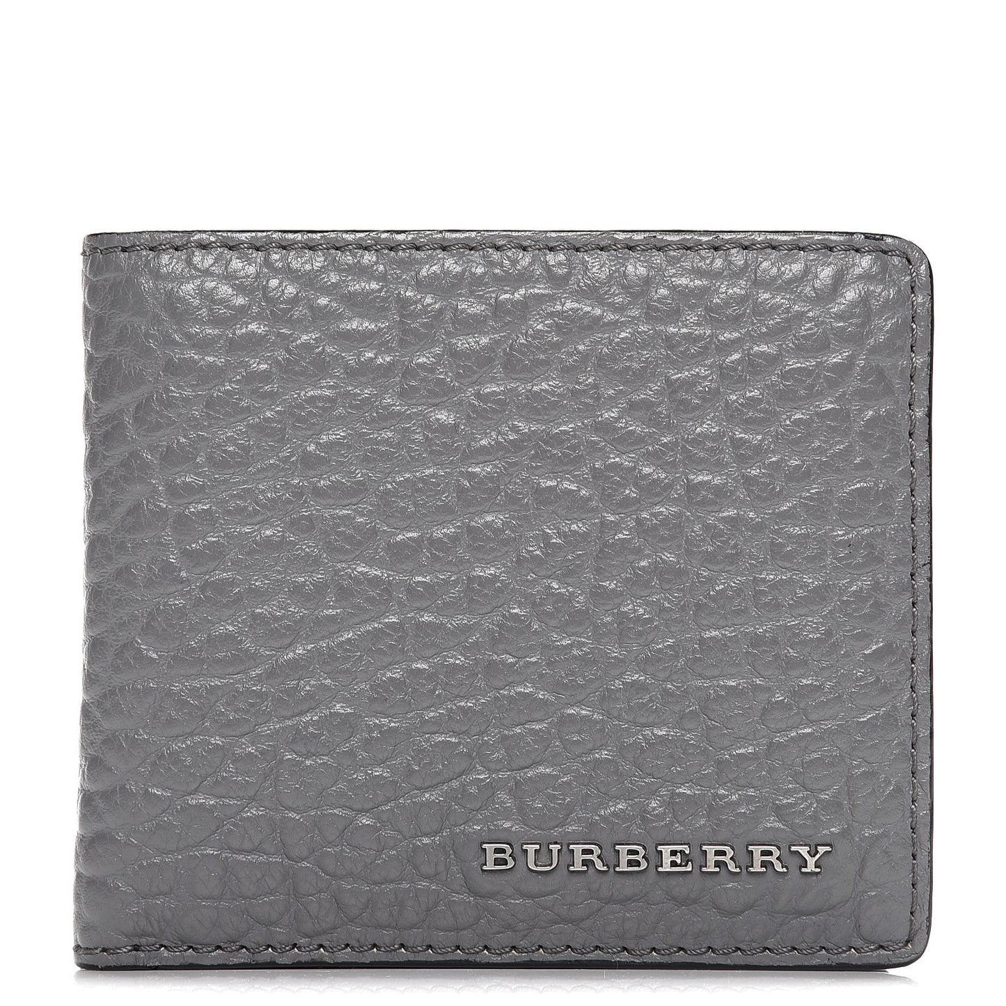Signature Grain Calfskin Folding Wallet Stone Grey