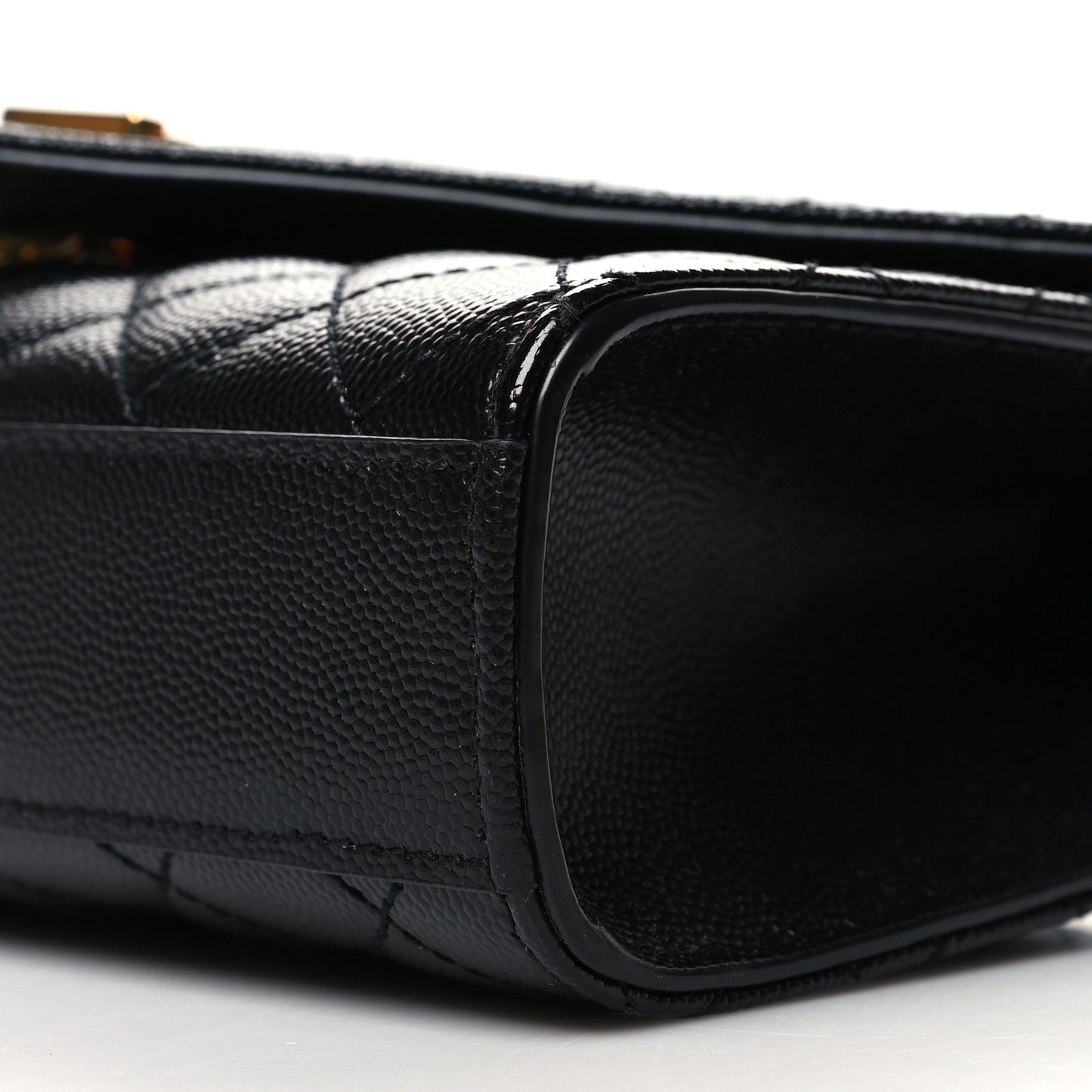 Grain De Poudre Textured Mixed Matelasse Triquilt Small Monogram Satchel Black