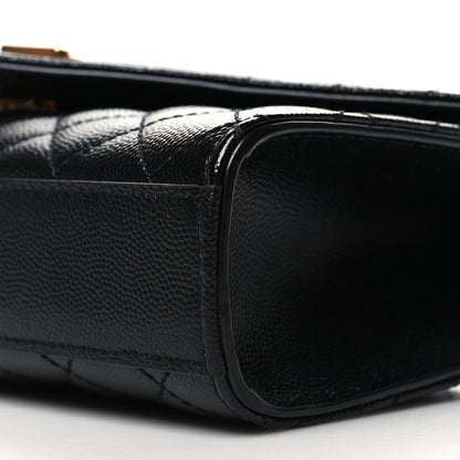 Saint Laurent Grain De Poudre Textured Mixed Matelasse Triquilt Small Monogram Satchel Black 10 of 11