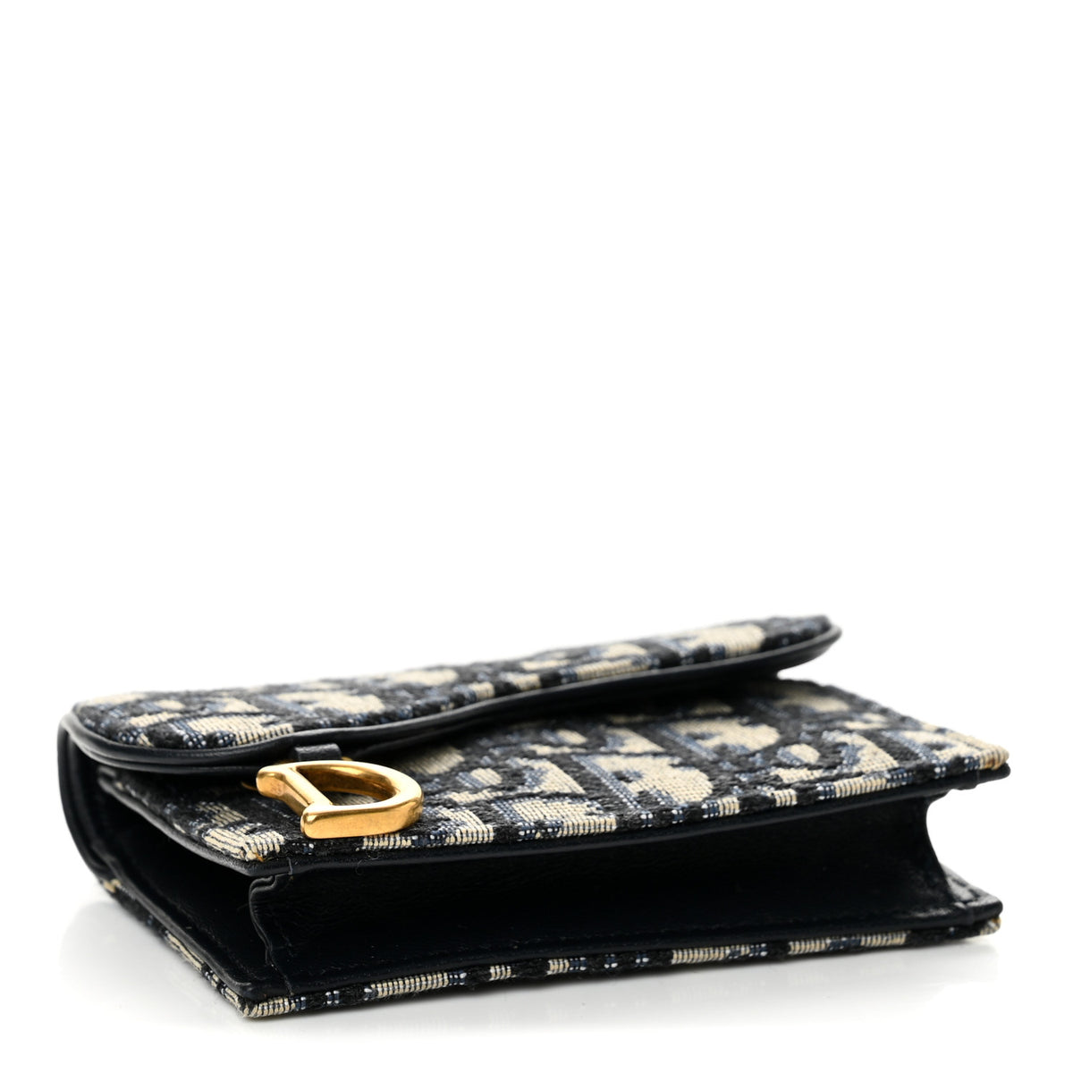 Christian Dior Oblique Saddle Card Holder Blue 4 of 9