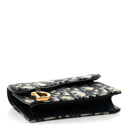 Christian Dior Oblique Saddle Card Holder Blue 4 of 9