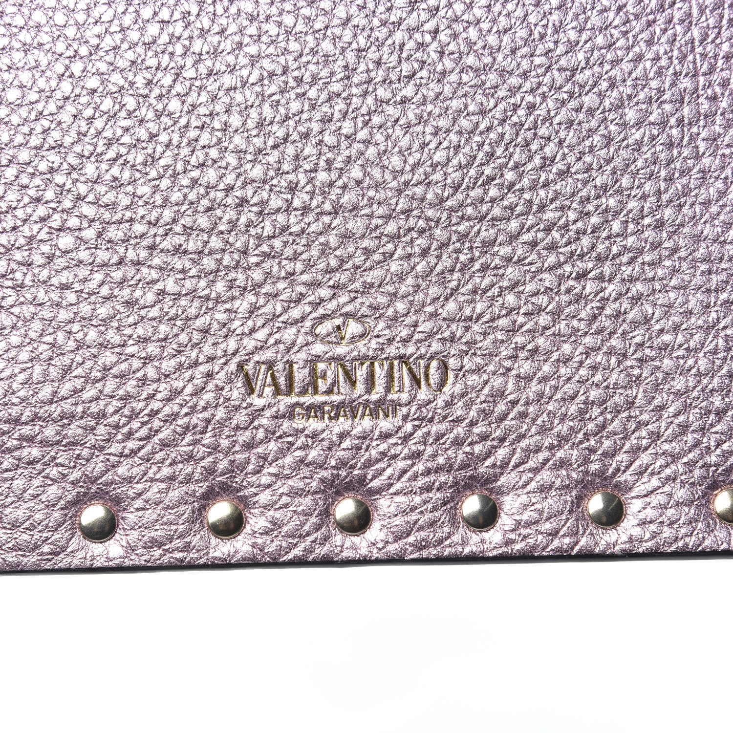 Valentino Garavani Metallic Pebbled Calfskin Medium Rockstud Envelope Flat Wristlet Pouch Giacinto 7 of 8
