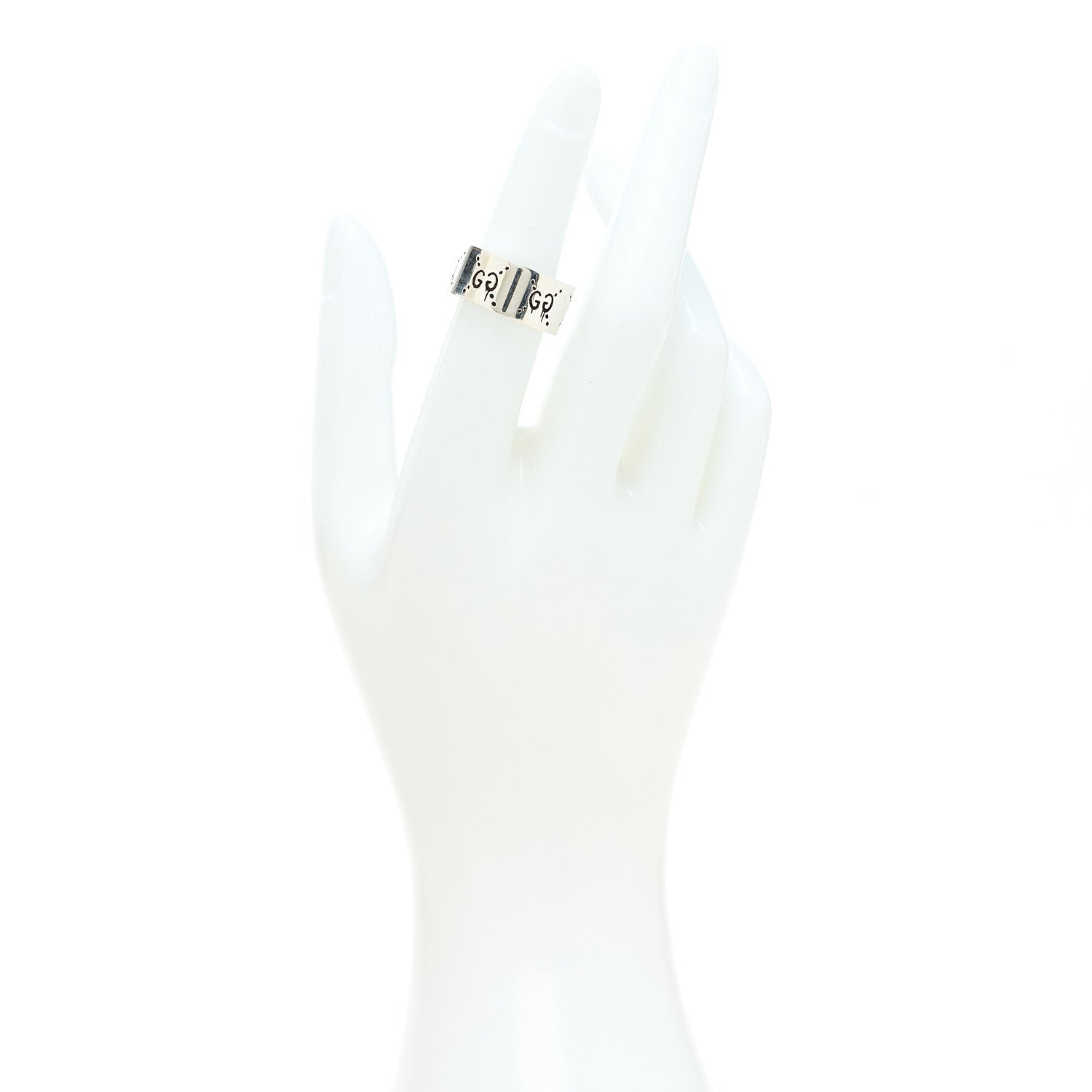 Gucci Sterling Silver GucciGhost Hamlet Skull Band Ring 52 6 2 of 6