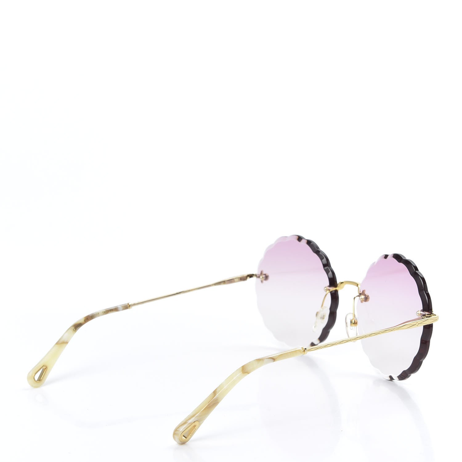 Chloe Rosie Bevelled Round Sunglasses CE142S Gold Gradient Coral 3 of 7