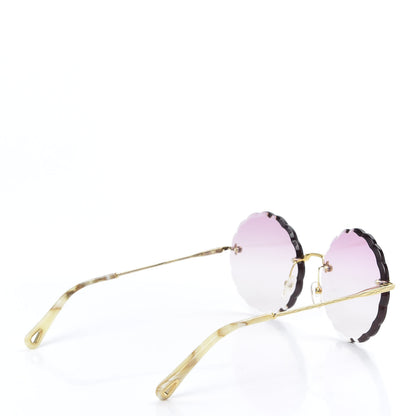 Chloe Rosie Bevelled Round Sunglasses CE142S Gold Gradient Coral 3 of 7
