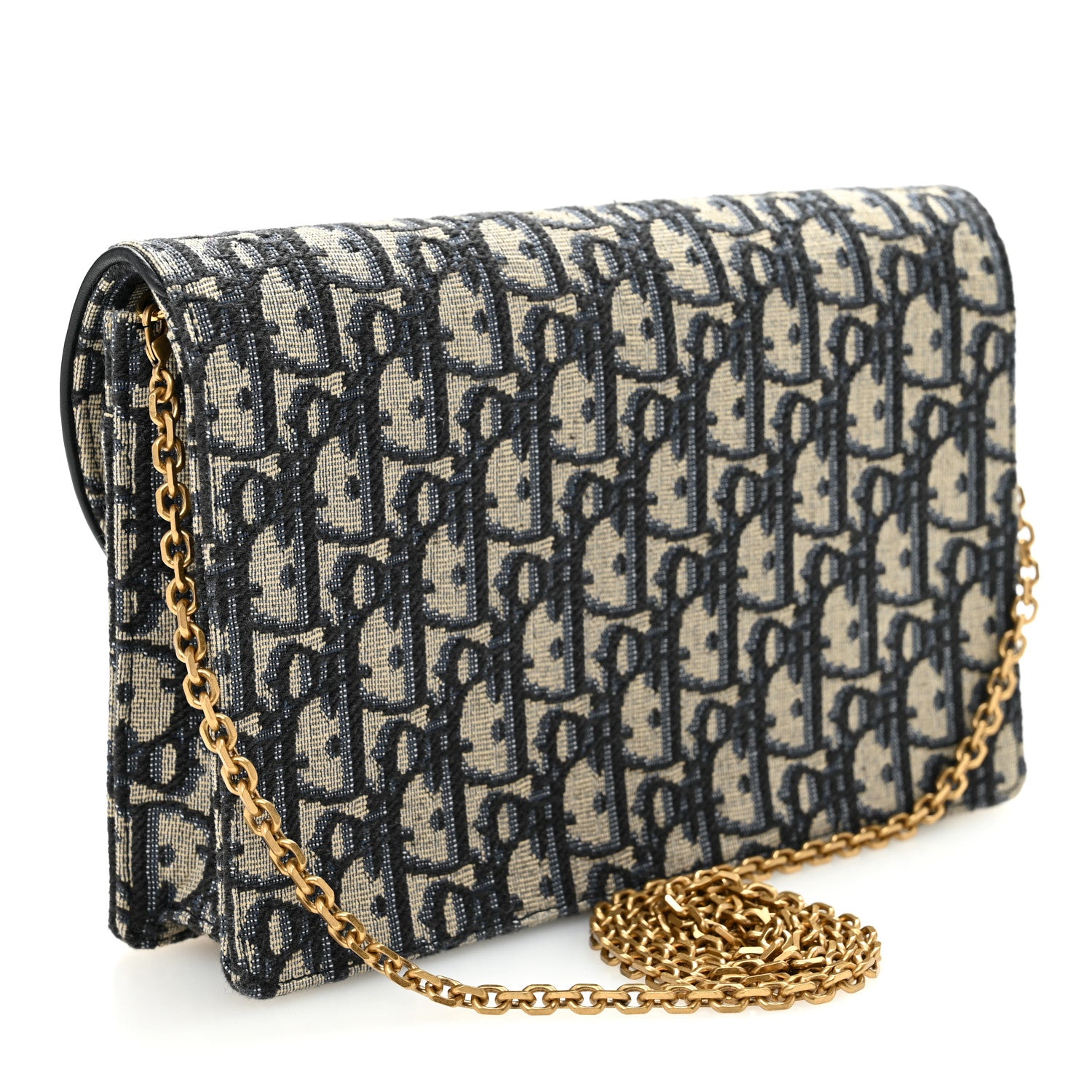 Christian Dior Oblique Saddle Chain Pouch Blue 3 of 11