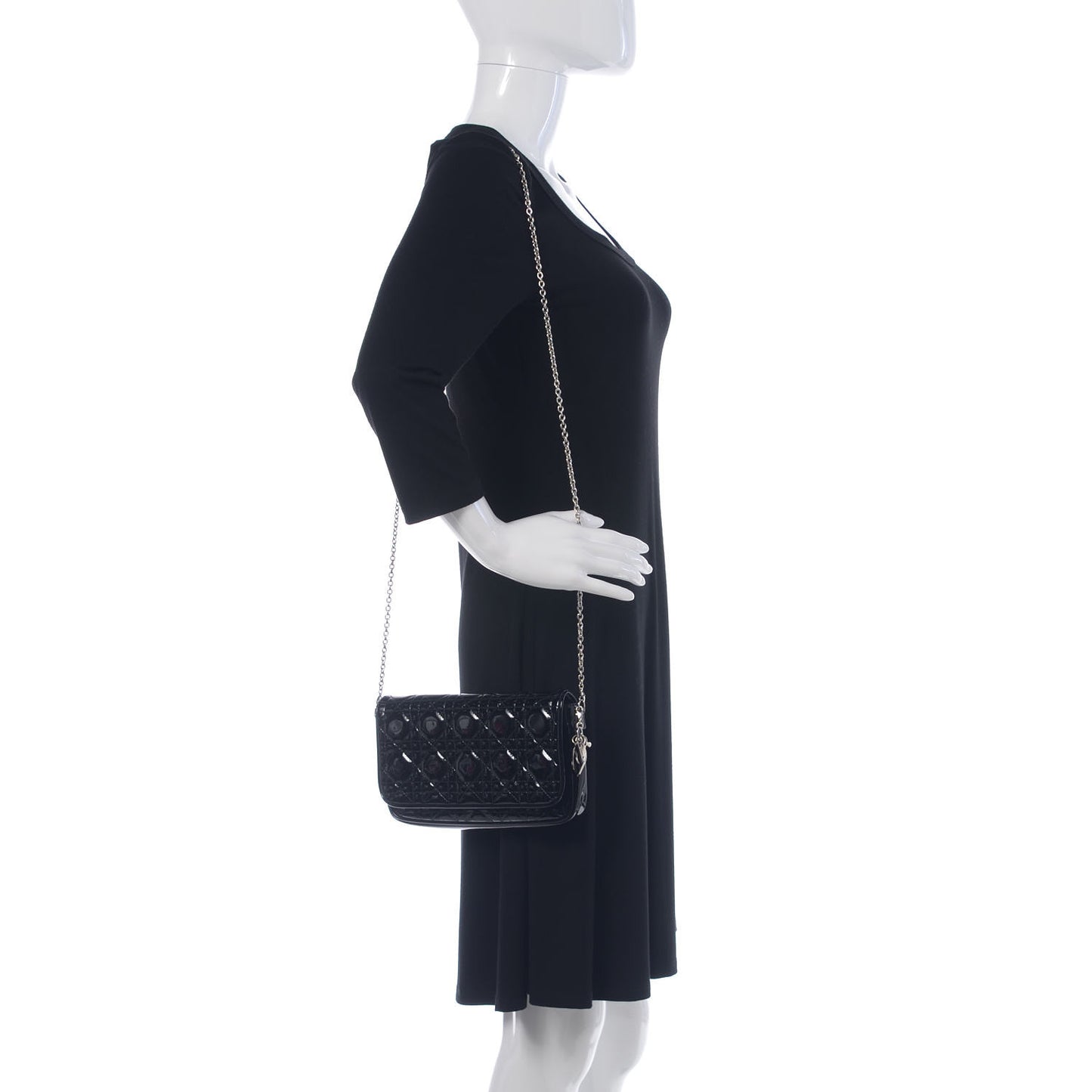 Patent Cannage Wallet on Chain Pouch Black