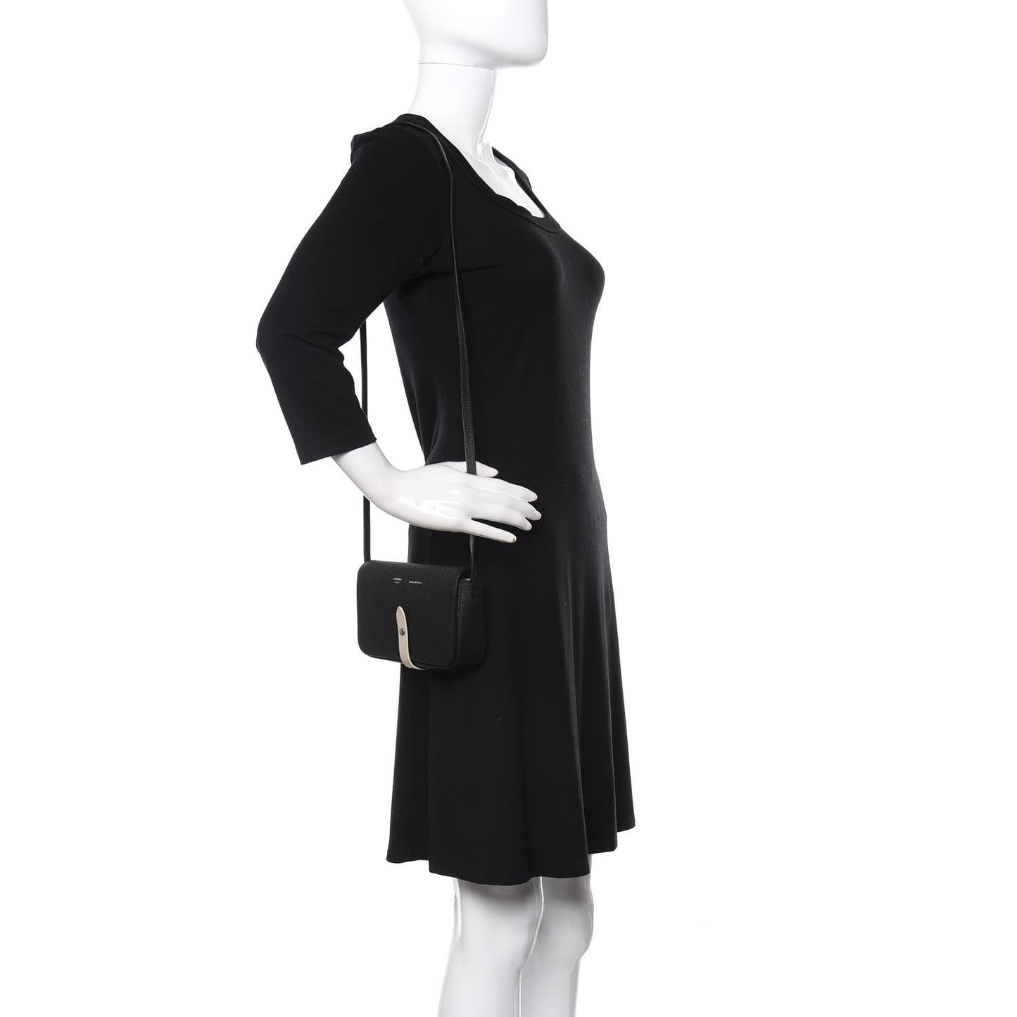 Grained Calfskin Strap Clutch Black