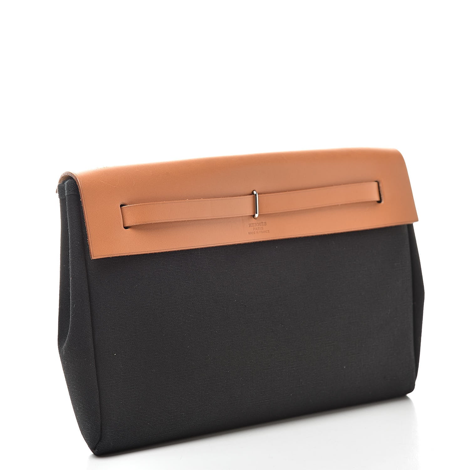 Hermes Toile Vache Calfskin Herbag Clutch Natural Black 4 of 12