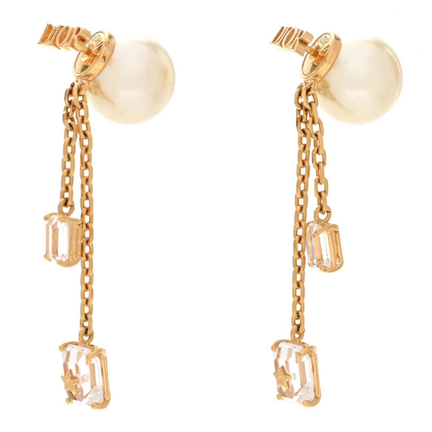 Pearl Crystal Tribal Drop Earrings Gold