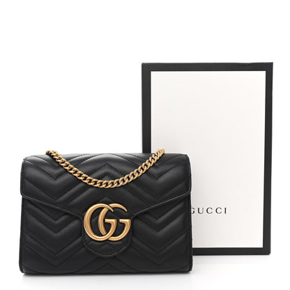 Gucci Calfskin Matelasse GG Marmont Chain Wallet Black 11 of 11