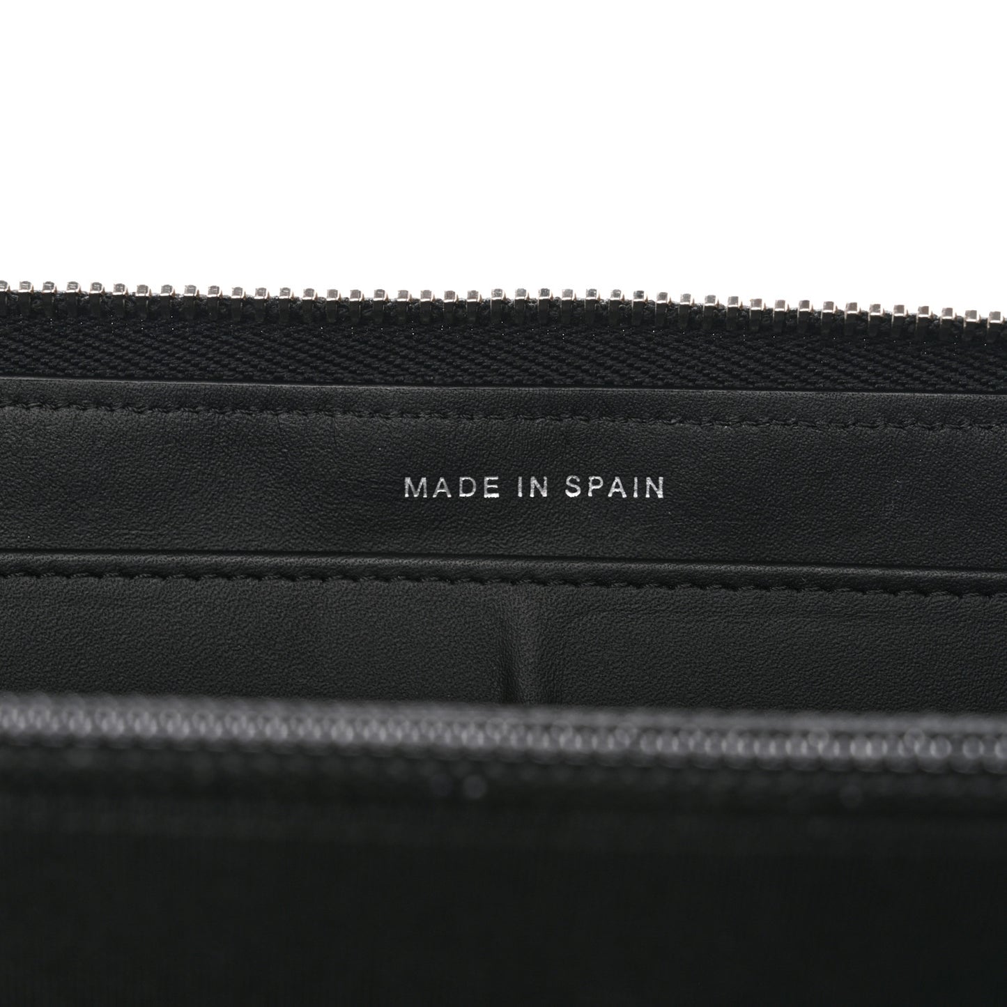 Patent Quilted Double Stitched Zip Around Wallet Black