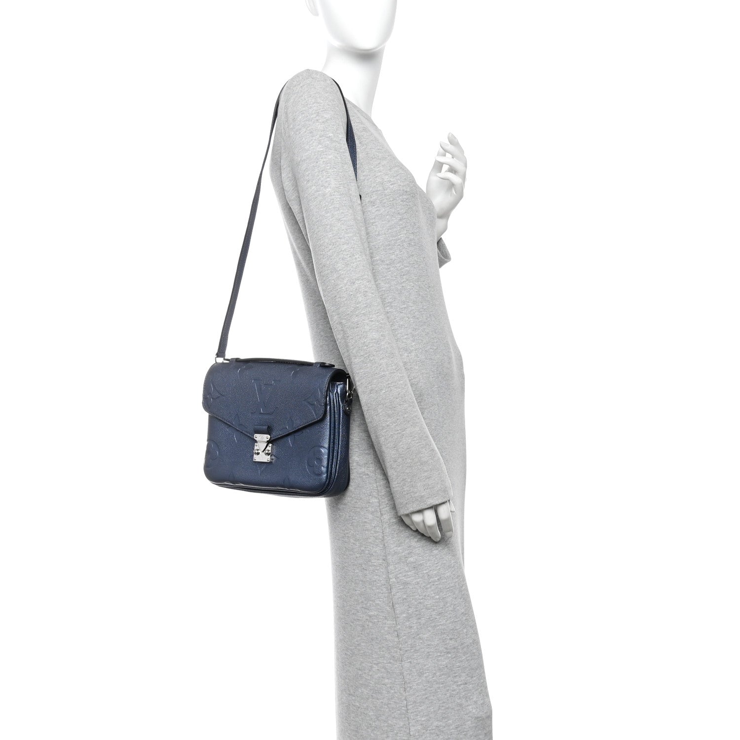 Louis Vuitton Metallic Empreinte Monogram Giant Pochette Metis Navy Nacre 2 of 9