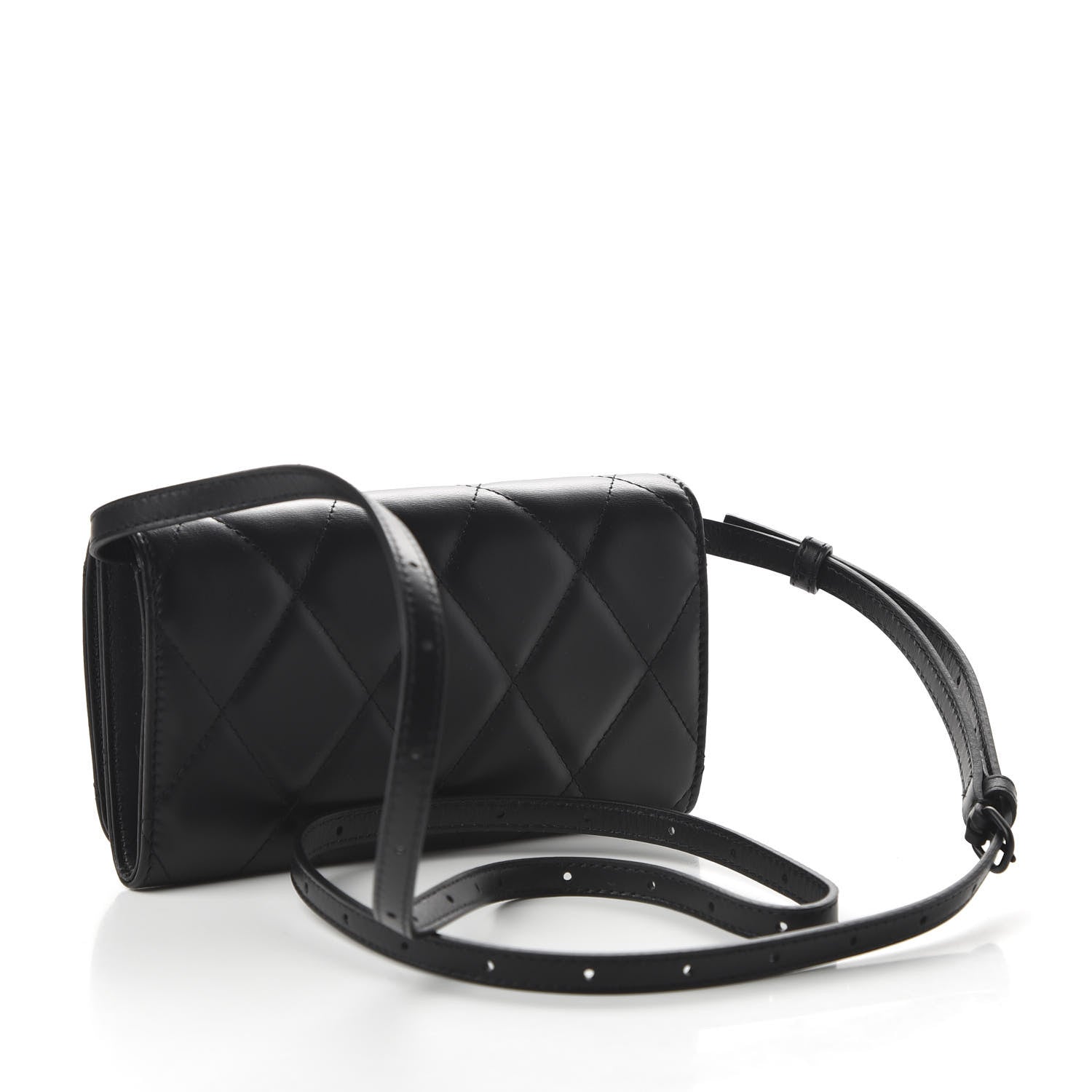 Balenciaga Nappa Calfskin Quilted Touch B Phone Holder With Strap Black 3 of 9