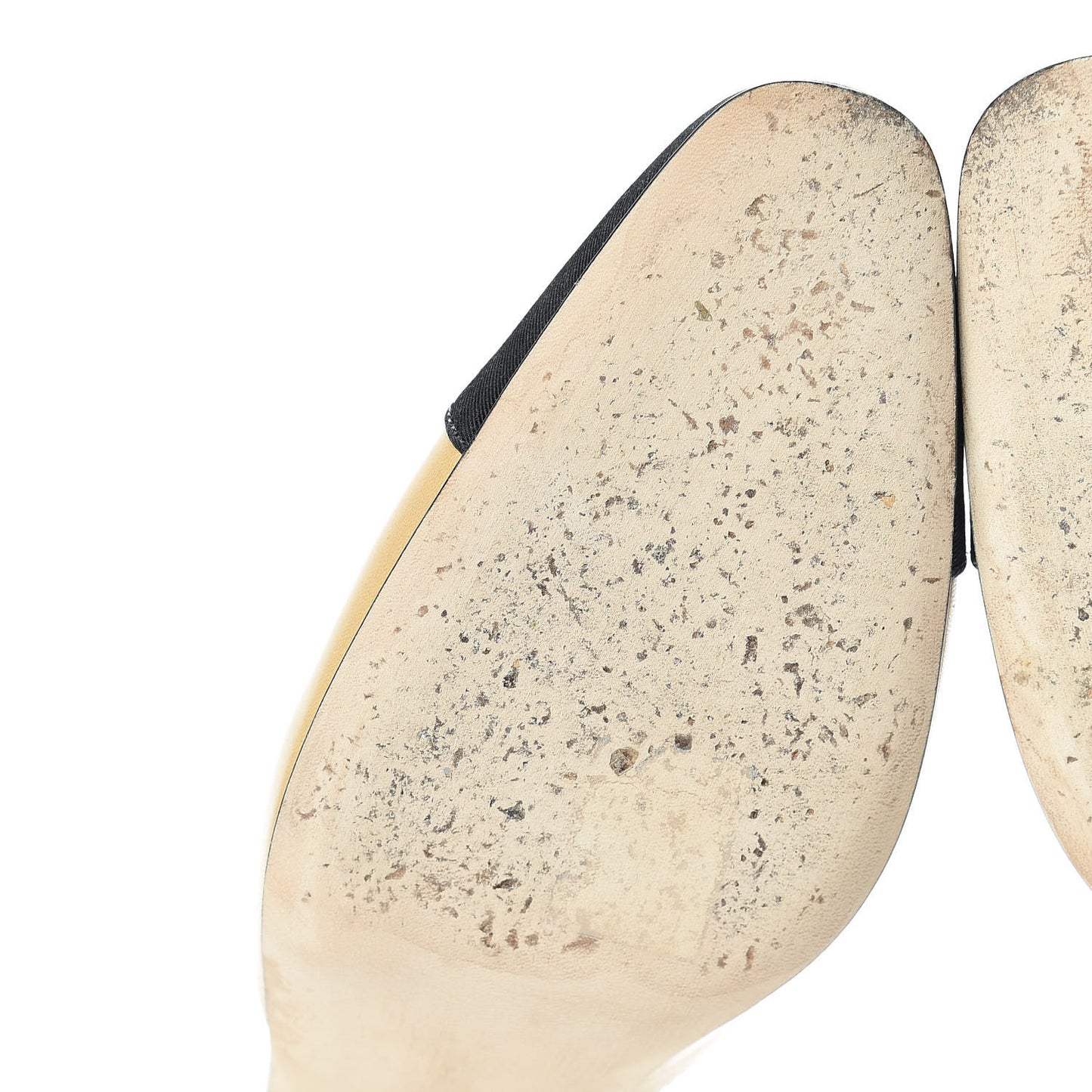 Goatskin Grosgrain Cap Toe CC Slingback Pumps 39.5 Beige Black