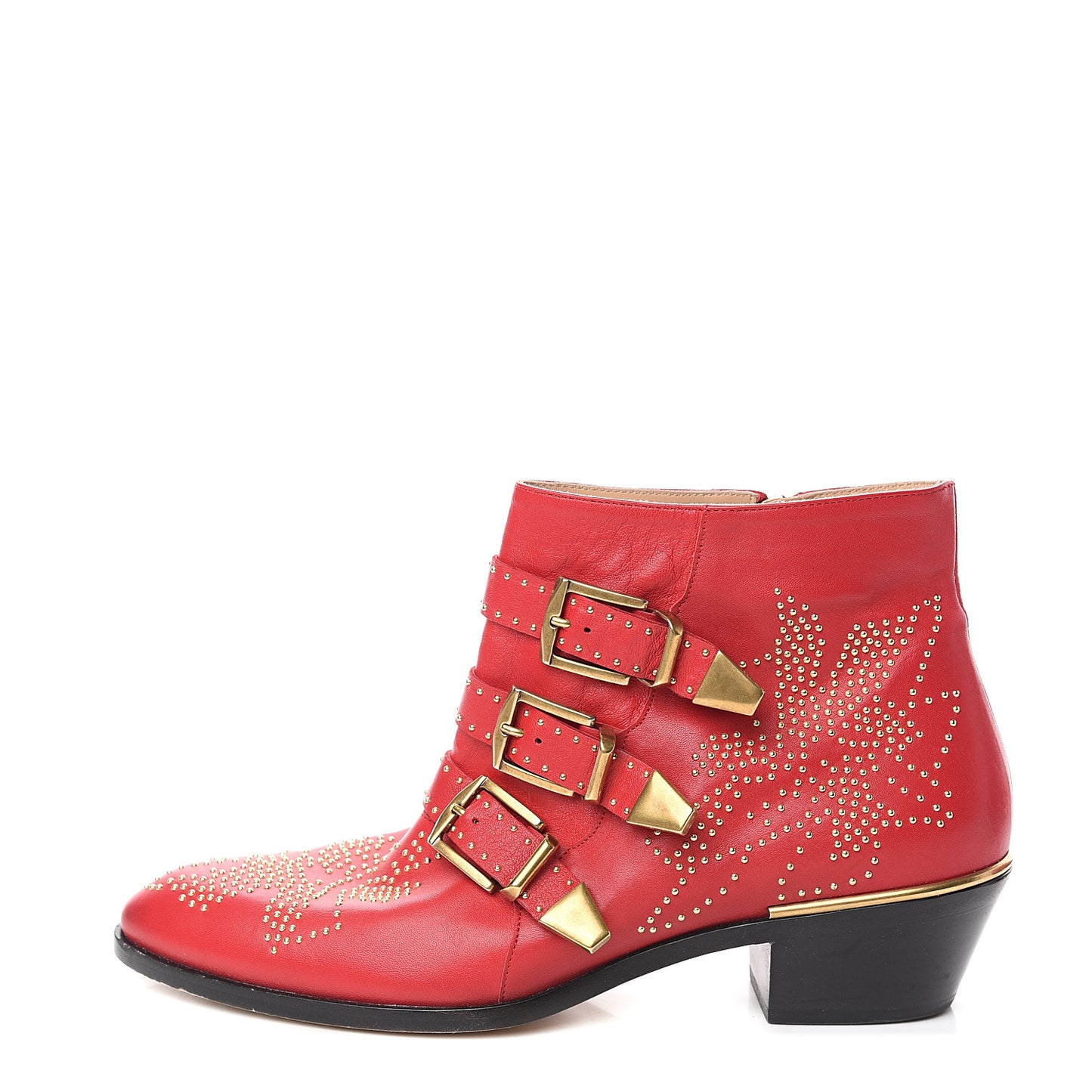 Nappa Sheepskin Studded Susanna Ankle Boots 40 Tulip Red