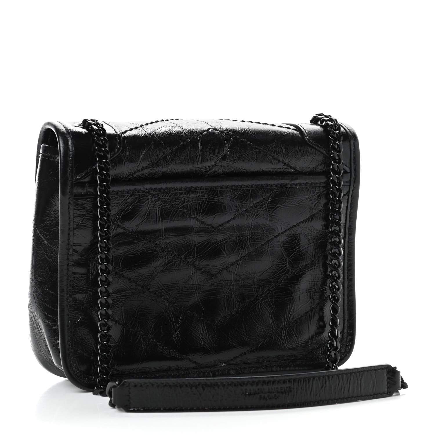 Saint Laurent Crinkled Calfskin Matelasse Monogram Niki Chain Wallet Black 2 of 4