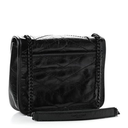 Saint Laurent Crinkled Calfskin Matelasse Monogram Niki Chain Wallet Black 2 of 4