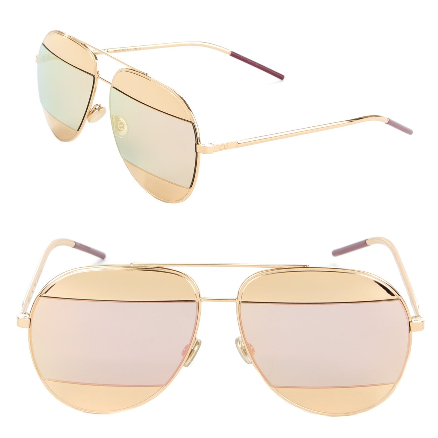 Split 1 Aviator Sunglasses Rose Gold