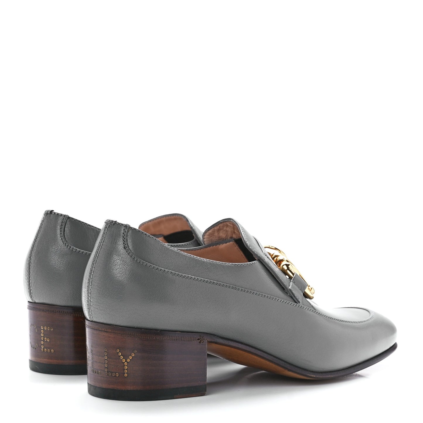 Goatskin Womens Chain Mid-Heel Loafers 39 Dusty Grey