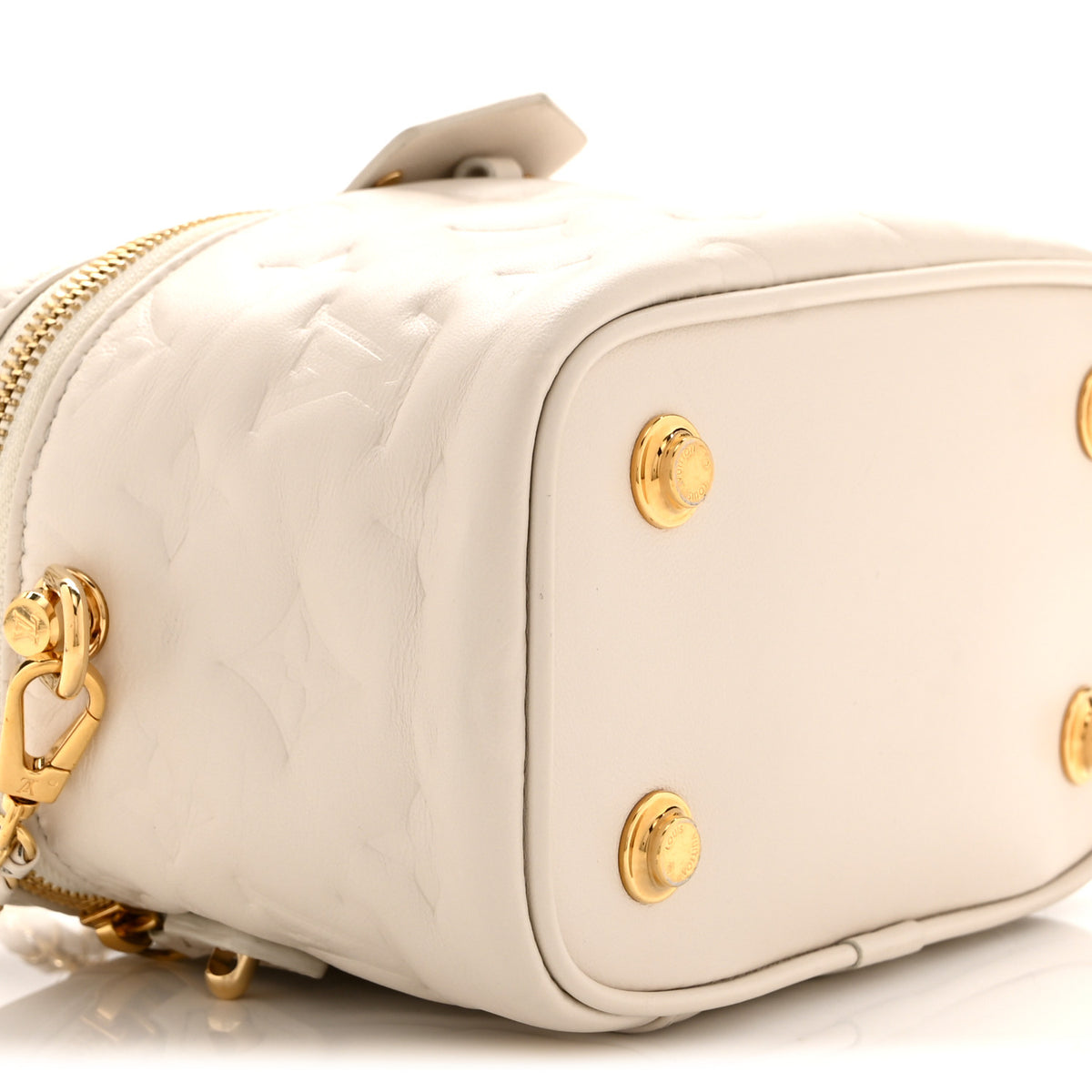 Lambskin Embossed Monogram Coussin Vanity PM  Cream