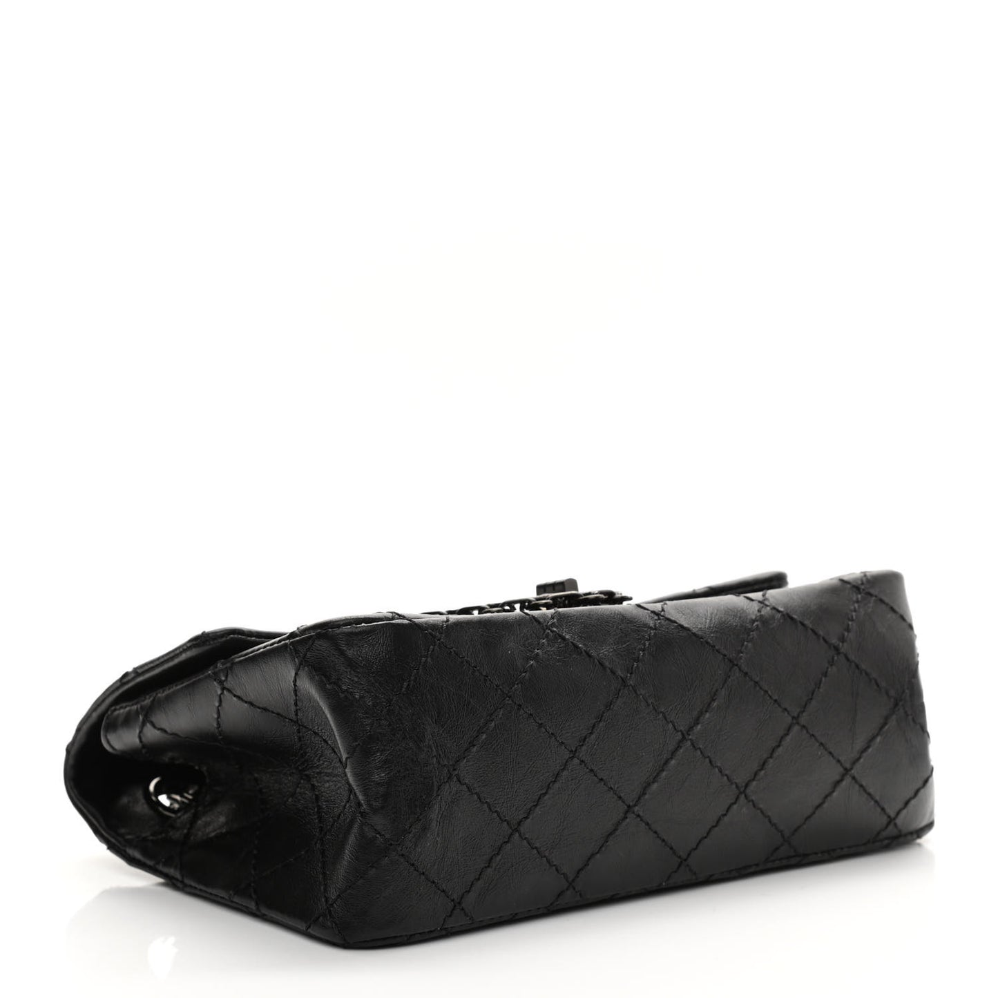 Aged Calfskin Quilted 2.55 Reissue Mini Flap So Black