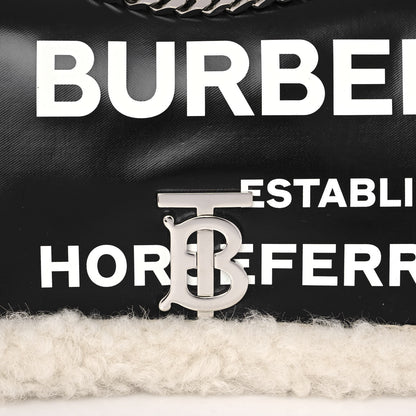 Burberry Coated Canvas Shearling Horseferry Print Small Lola Bag Black 7 of 10