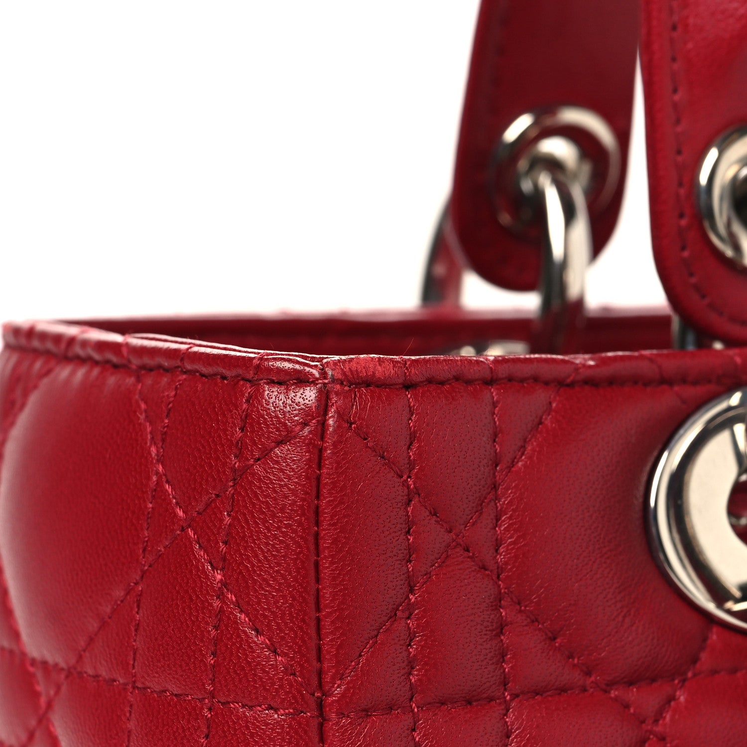 Christian Dior Lambskin Cannage Medium Lady Dior Red 13 of 13