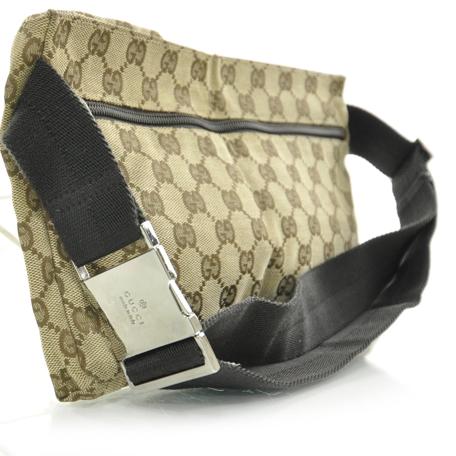 Gucci GG Monogram Web Double Pocket Belt Bag Ebony 3 of 10