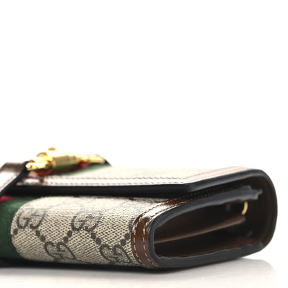 Gucci GG Supreme Monogram Azalea Calfskin Web Jackie 1961 Chain Wallet Beige Ebony Brown Sugar 10 of 11