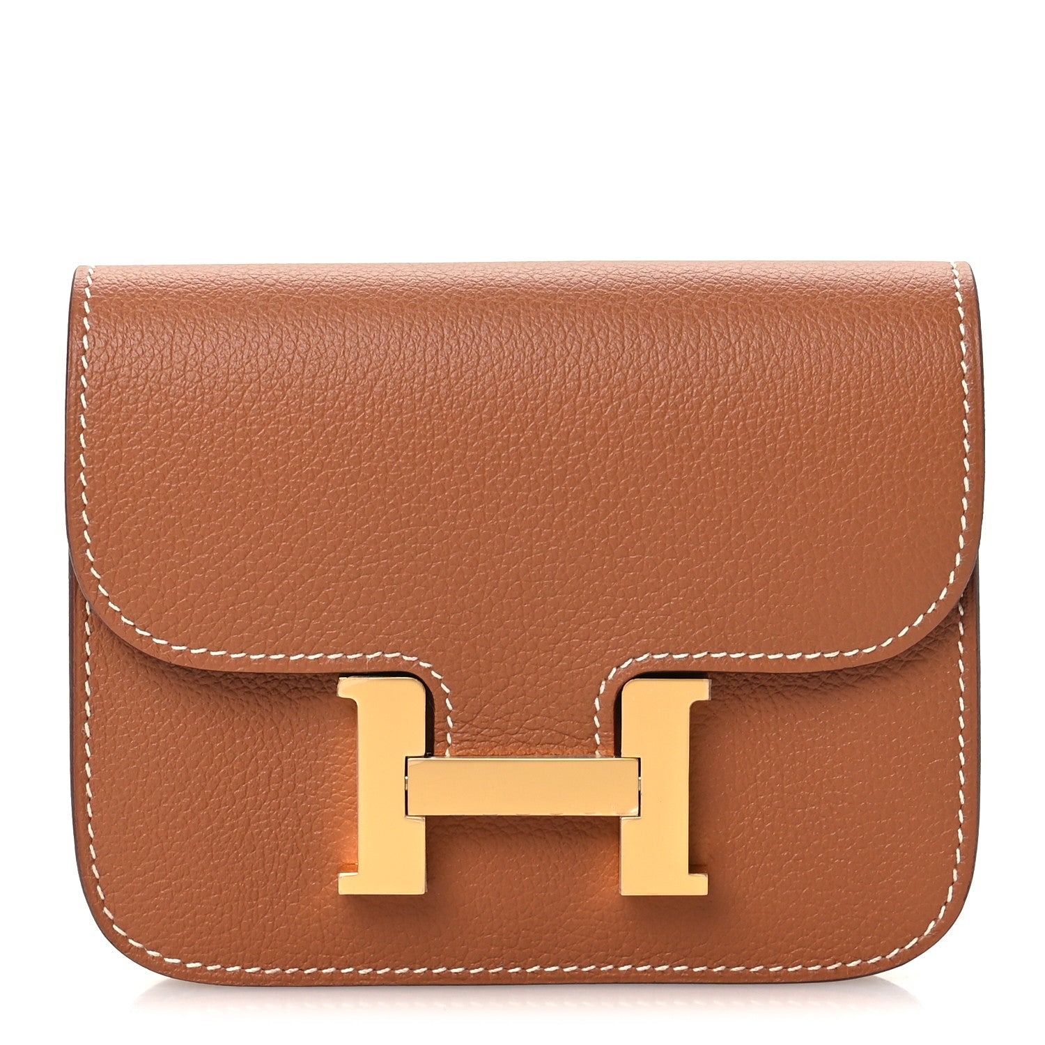 Hermes Evercolor Bi-Color Constance Slim Wallet Gold Lime 1 of 12