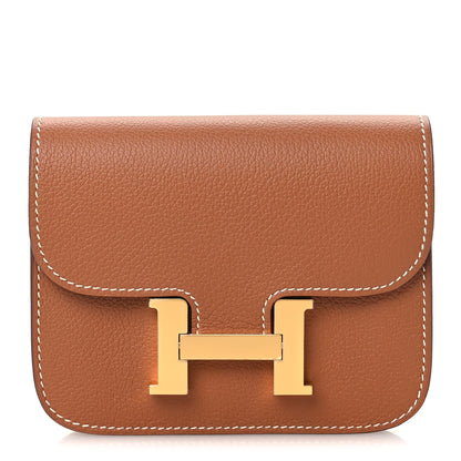 Hermes Evercolor Bi-Color Constance Slim Wallet Gold Lime 1 of 12