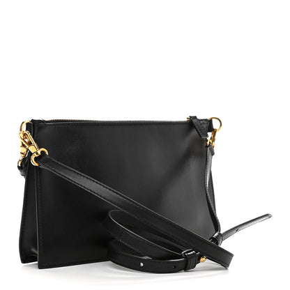 Versace Calfskin 90's Vintage Logo Crossbody Clutch Black White 3 of 8