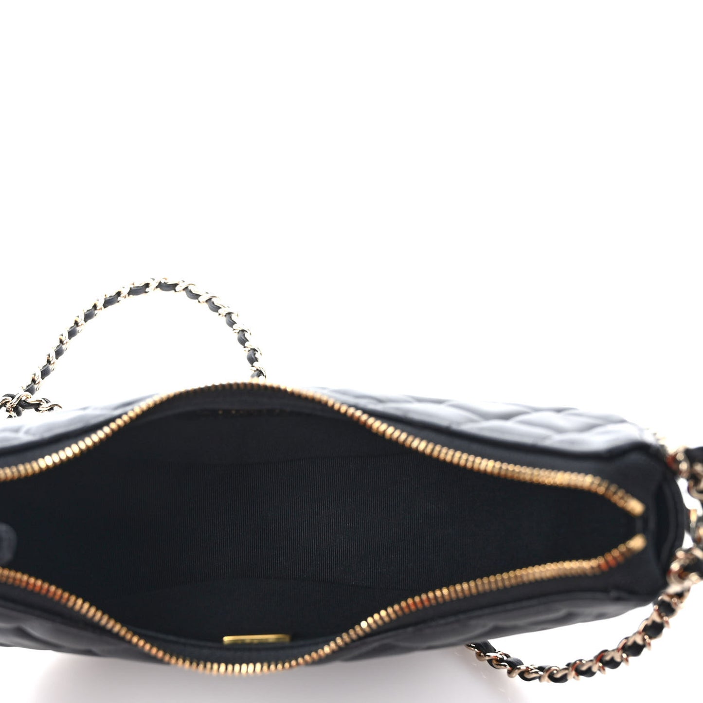 Lambskin Quilted Small Hobo Bag Black