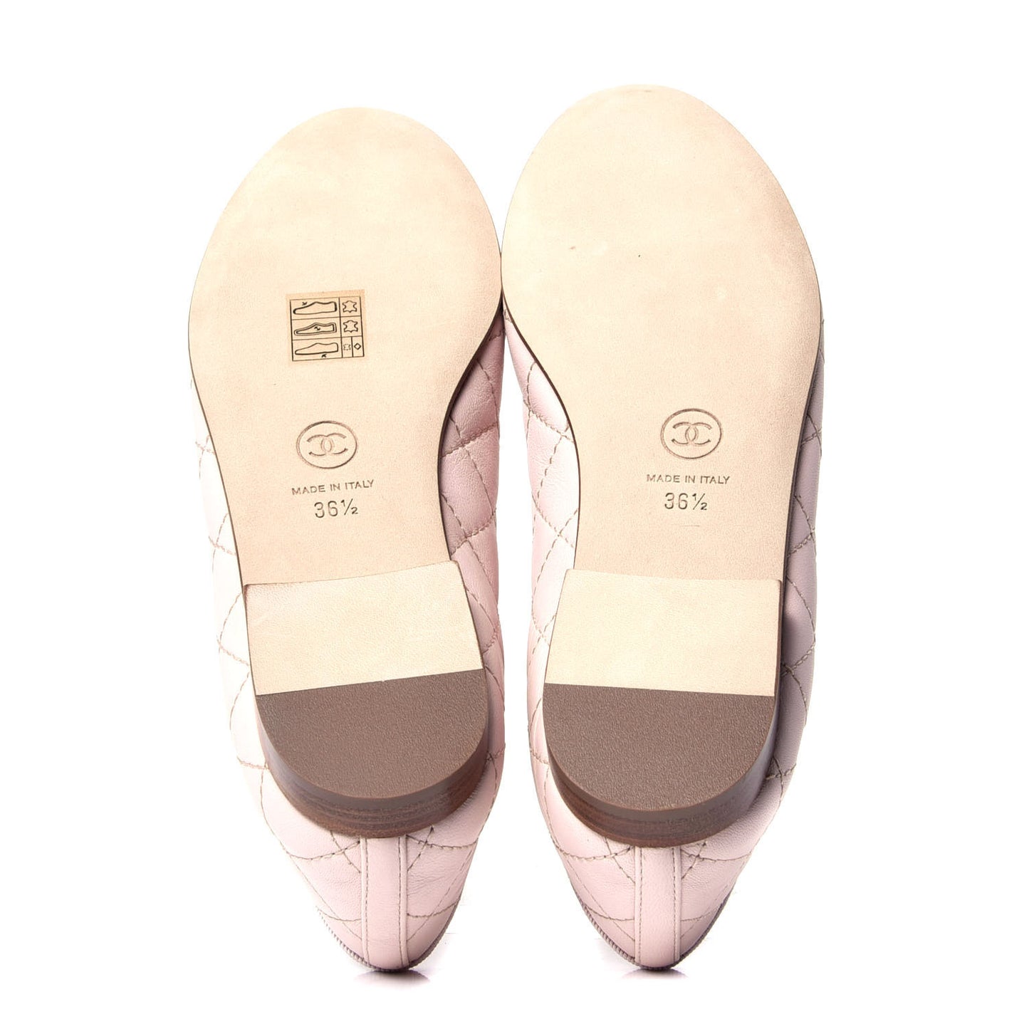 Lambskin Quilted Cap Toe Ballerina Flats 36.5 Beige