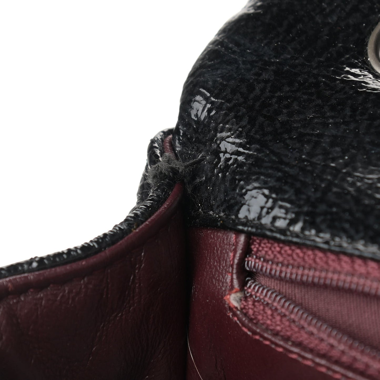 Crinkled Patent Quilted Jumbo Single Flap Black