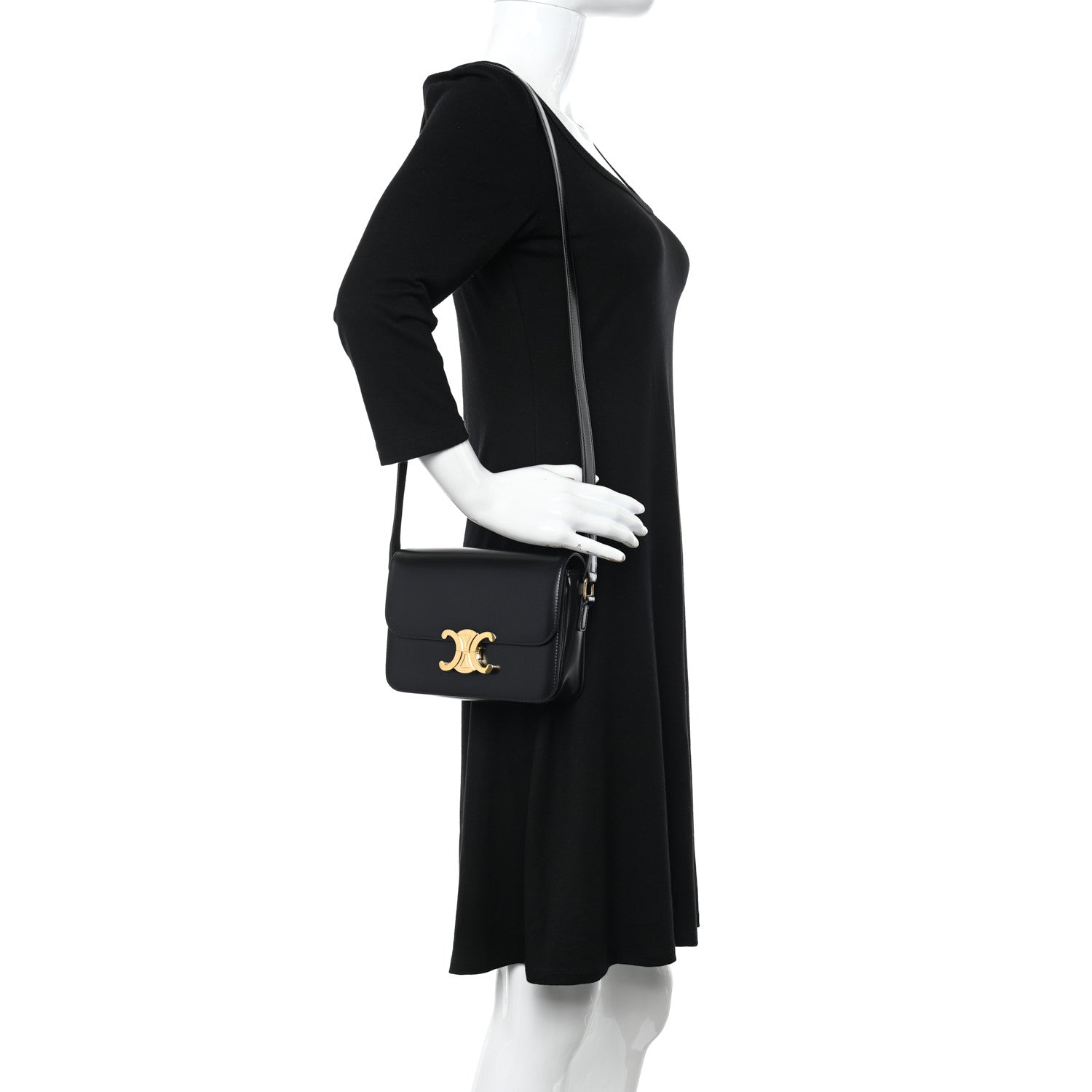 Celine Shiny Calfskin Teen Triomphe Black 2 of 11