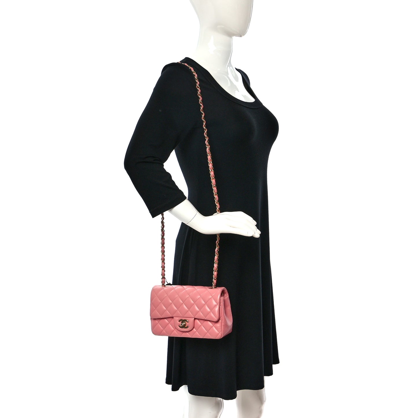 Lambskin Quilted Mini Rectangular Flap Pink