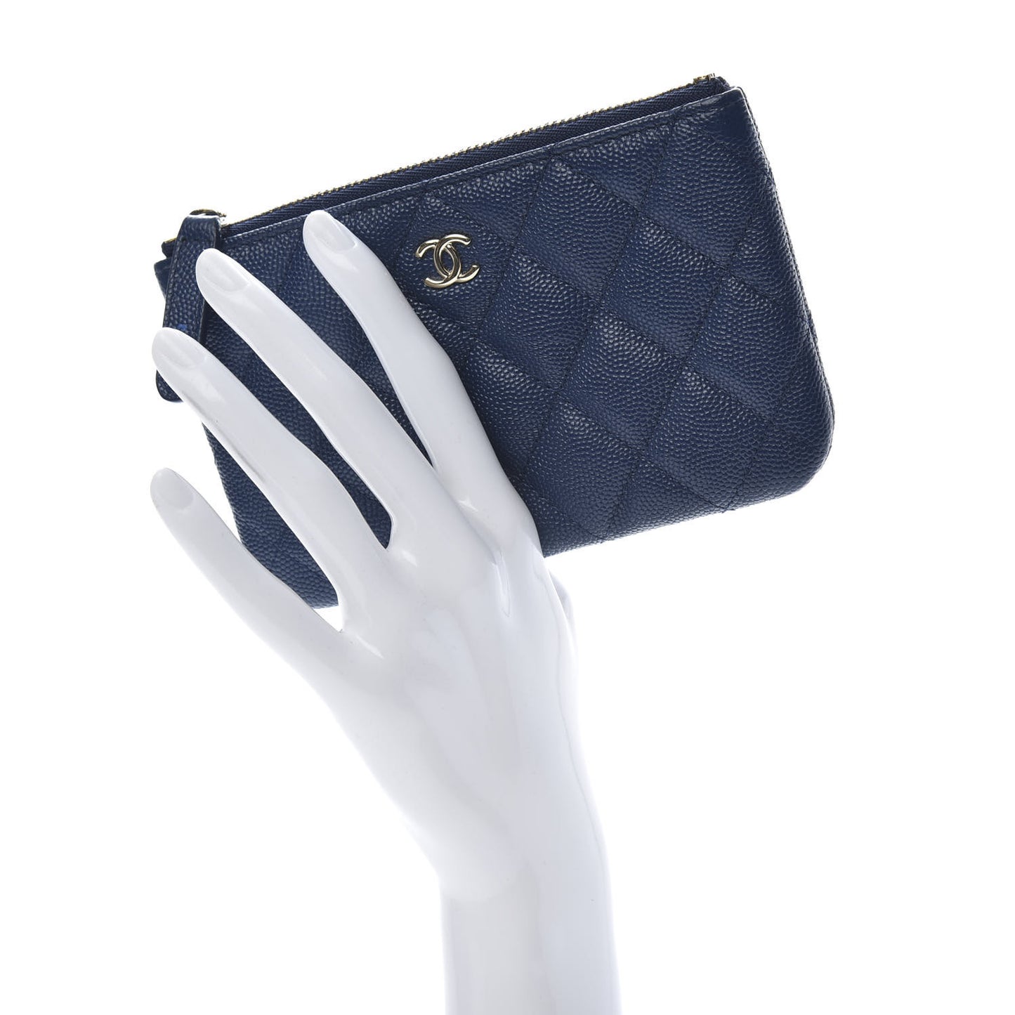 Caviar Quilted Small Cosmetic Case Navy