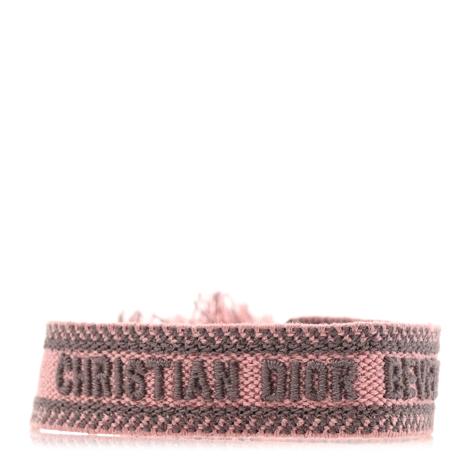 Christian Dior Woven Cotton Beverly Hills Friendship Bracelet Pink Grey 1 of 3