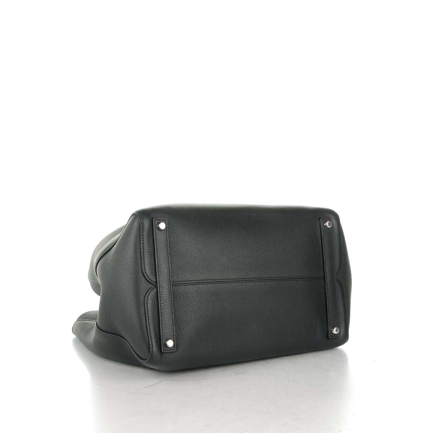Supple Grained Calfskin Large Open Bar Tote Black