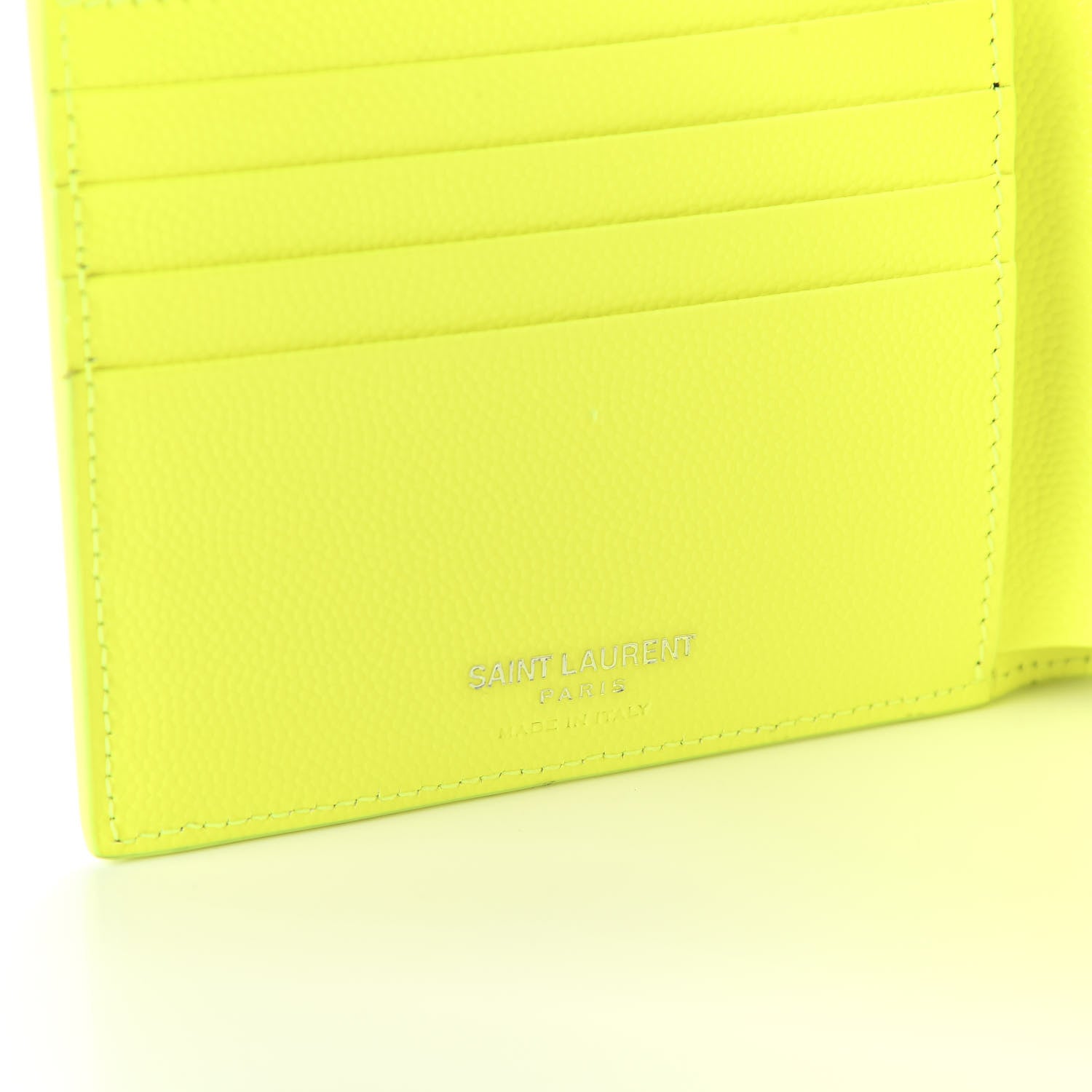 Saint Laurent Grain De Poudre Paris East West Wallet Neon Yellow 8 of 9